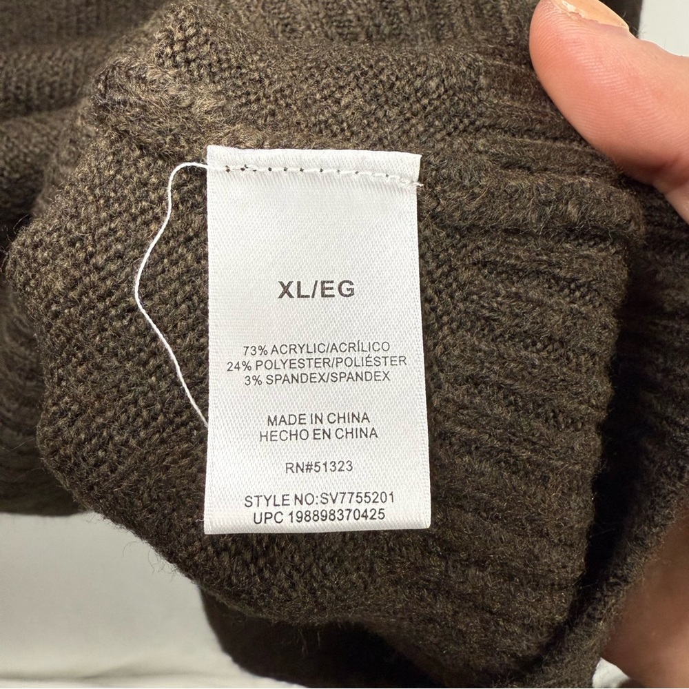 NWT Vince Camuto Brown Pumpkin Fall Fair Isle Crew Neck Sweater, size XL - Picture 6 of 8